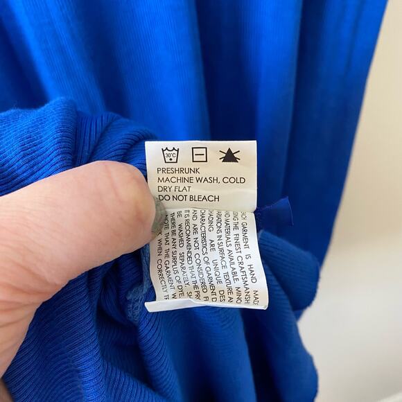 ENZA COSTA Blue Ribbed Knit Tank Midi Dress Soft Stretch Silk Blend Size Large - Picture 8 of 12